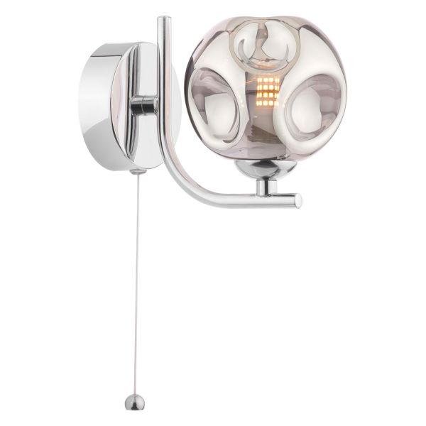 Бра Dar Lighting CRA0750-28 Cradle 1 Light Wall Light Polished Chrome With Closed Organic Smoked Glass