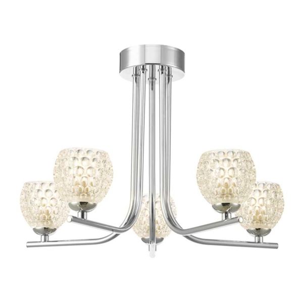 Żyrandol Dar Lighting CRA5450-F + GL6 x 5 Cradle 5 Light Semi Flush Polished Chrome