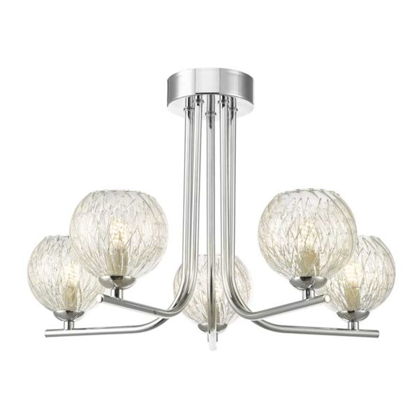 Żyrandol Dar Lighting CRA5450-F + GL9 x 5 Cradle 5 Light Semi Flush Polished Chrome