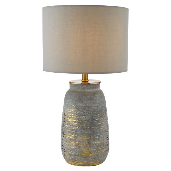 Настільна лампа Dar Lighting CRE4239-PYR1439 Creon Ceramic Table Lamp Grey and Antique Brassss With Shade