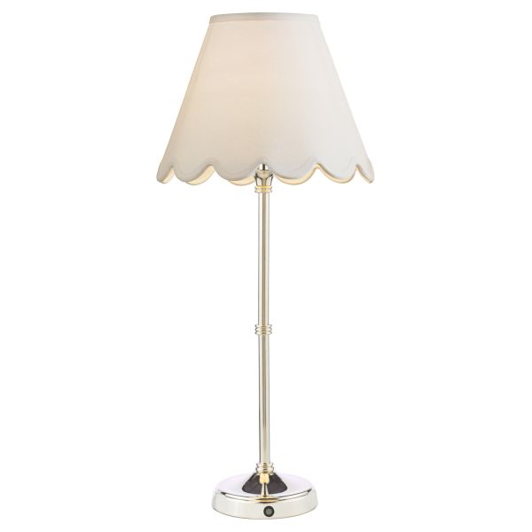 Настільна лампа Dar Lighting DAH4238-NER102 Dahl Rechargeable Table Lamp Polished Nickel With Shade LED