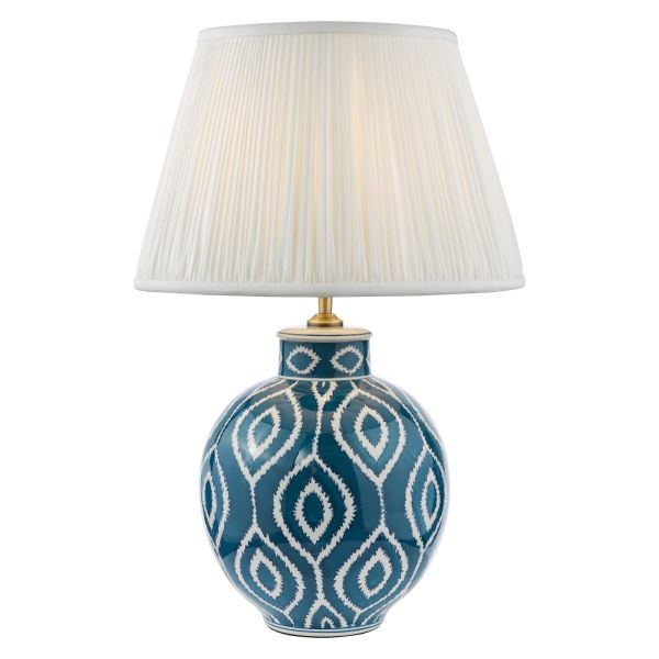 Настільна лампа Dar Lighting DAK4223-ULY1615 Dakari Table Lamp Blue and Antique Brass With Shade