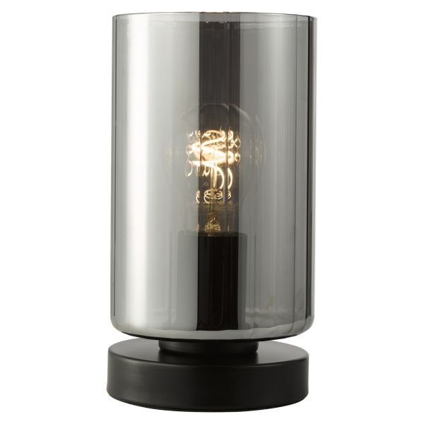 Настільна лампа Dar Lighting DAY4222 Daylin Table Lamp Satin Black and Smoked Ribbed Glass