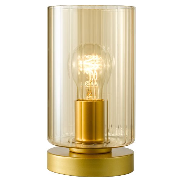Настільна лампа Dar Lighting DAY4235 Daylin Table Lamp Satin Gold and Amber Ribbed Glass