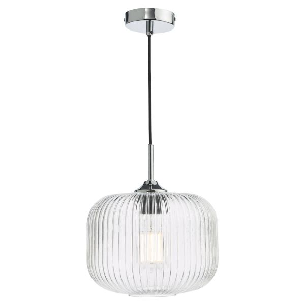 Підвісний світильник Dar Lighting DEM0108 Demarius Pendant Polished Chrome and Clear Glass