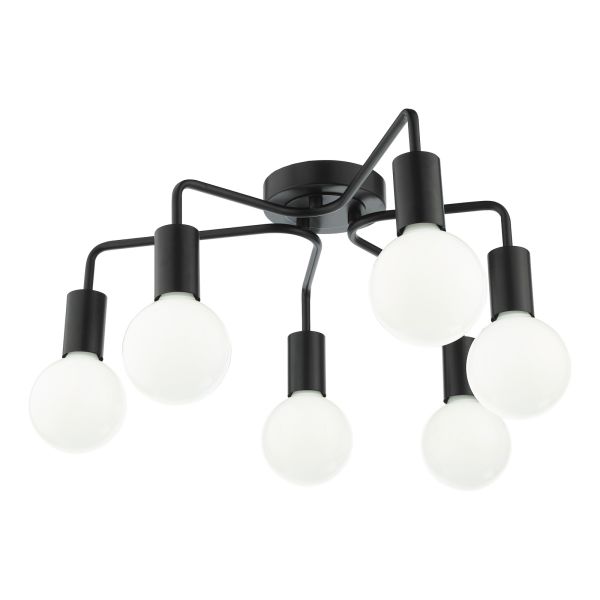 Люстра Dar Lighting DEN0622 Dena 6 Light Semi-Flush Matt Black