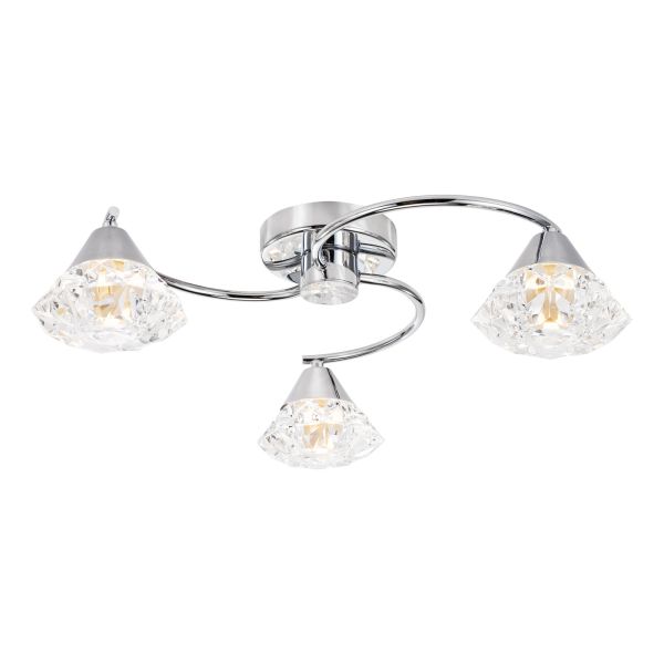 Люстра Dar Lighting DIL5350 Dilys 3 Light Semi-Flush Polished Chrome