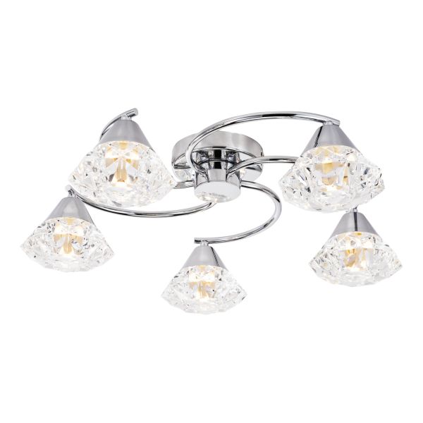 Люстра Dar Lighting DIL5450 Dilys 5 Light Semi-Flush Polished Chrome