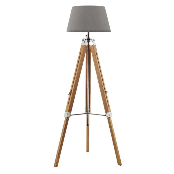 Торшер Dar Lighting EAS4943 + CEZ1839 Cezanne Easel Tripod Floor Lamp Light Wood Polished Chrome