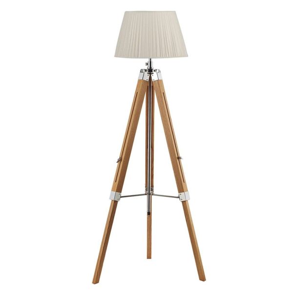 Торшер Dar Lighting EAS4943 + ULY1815 Ulyana Easel Tripod Floor Lamp Light Wood Polished Chrome