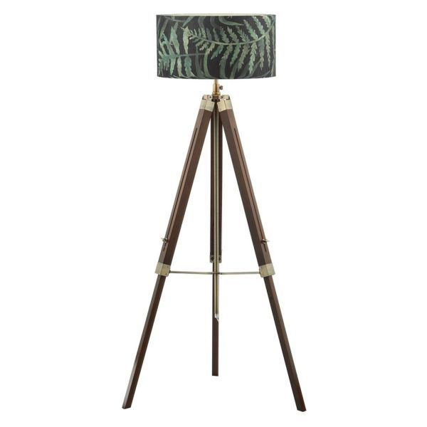 Lampa podłogowa Dar Lighting EAS4947 + BAM8655 Bamboo Easel Tripod Floor Lamp Dark Wood Antique Brass