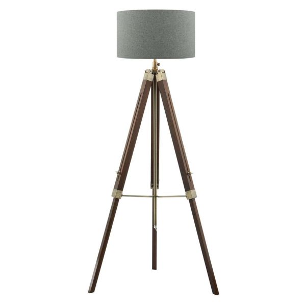 Торшер Dar Lighting EAS4947 + PYR1839 Pyramid Easel Tripod Floor Lamp Dark Wood Antique Brass