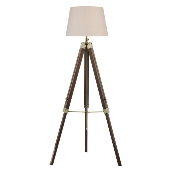 Торшер Dar Lighting EAS4947 + S1099 Easel Tripod Floor Lamp Dark Wood Antique Brass