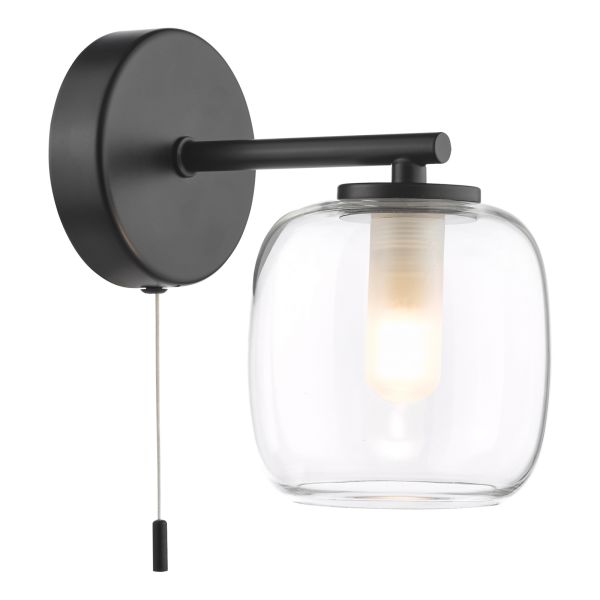 Підсвітка для дзеркала Dar Lighting EDA0722 Edaline Bathroom Wall Light Matt Black and Glass IP44