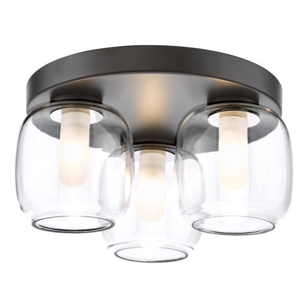 Люстра Dar Lighting EDA5322 Edaline 3 Light Bathroom Flush Light Matt Black and Glass IP44