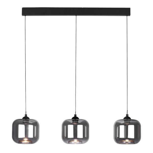 Підвісний світильник Dar Lighting EIL0322-AID6510B Eileen 3 Light Bar Pendant Matt Black and Smoked Glass LED