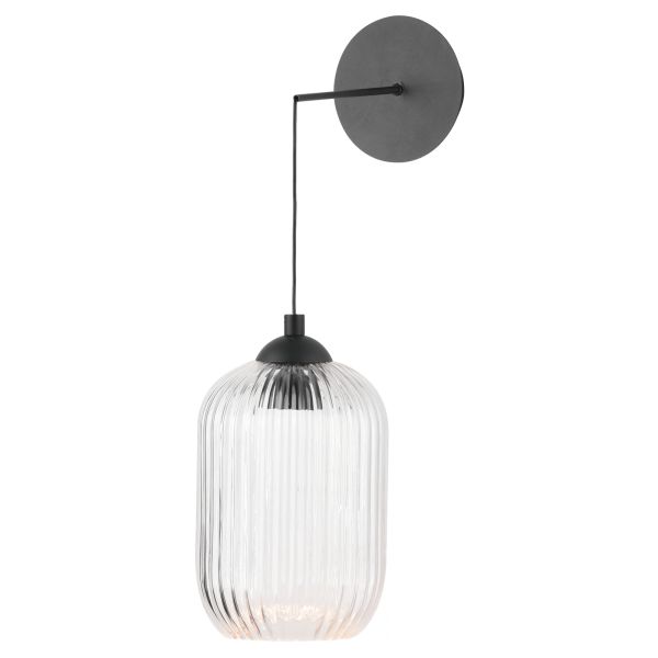 Бра Dar Lighting EIL0722-SAW6508 Eileen Pendant/Wall Light Matt Black and Ribbed Glass LED