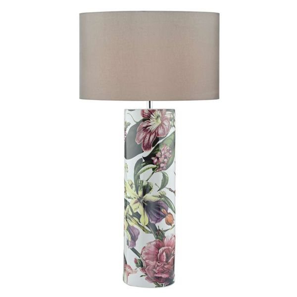 Lampa stołowa Dar Lighting ELA4203 + S1120 Elana Table Lamp Tropical Print Ceramic