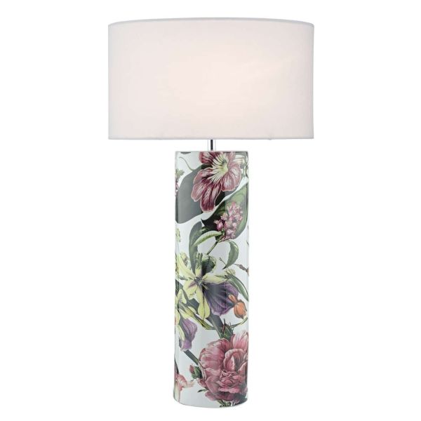 Lampa stołowa Dar Lighting ELA4203 + ZAC1602 Zachary Elana Table Lamp Tropical Print Ceramic