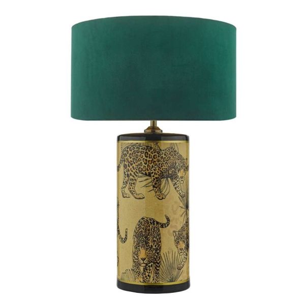 Настільна лампа Dar Lighting ELI4235 + AKA6524 Akavia Eliza Table Lamp Leopard Motif In Gold