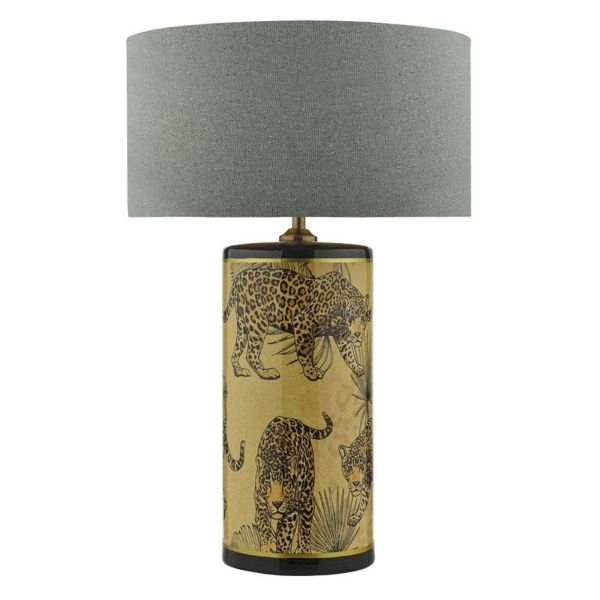 Lampa stołowa Dar Lighting ELI4235 + PYR1439 Pyramid Eliza Table Lamp Leopard Motif In Gold