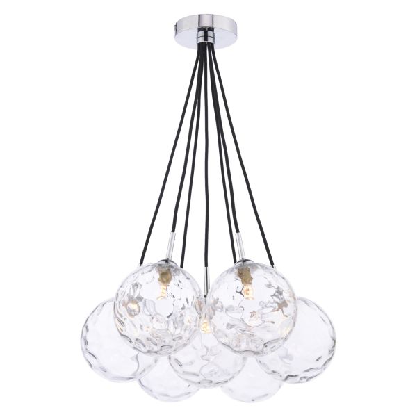 Підвісний світильник Dar Lighting ELP342-12 Elpis 7 Light Cluster Pendant Polished Chrome With Clear Dimpled Glass