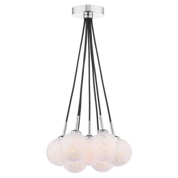 Підвісний світильник Dar Lighting ELP342-17 Elpis 7 Light Cluster Pendant Polished Chrome With White Confetti Glass