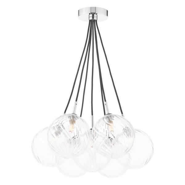 Підвісний світильник Dar Lighting ELP342-22 Elpis 7 Light Cluster Pendant Polished Chrome With Closed Glass