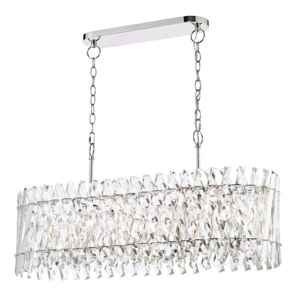 Люстра Dar Lighting ENT2338 Entwine 10 Light Bar Pendant Polished Nickel and Crystal