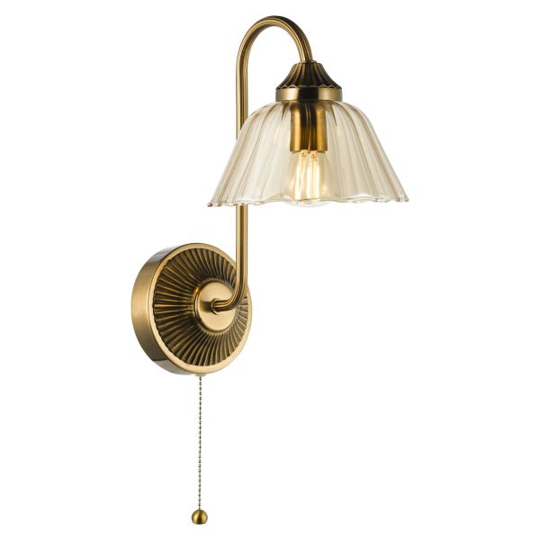 Бра Dar Lighting ERI0763 Erika Wall Light Antique Bronze and Amber Glass