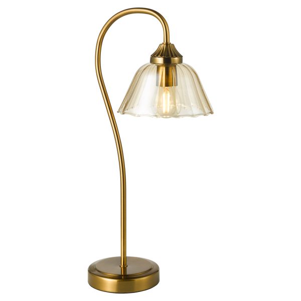 Настільна лампа Dar Lighting ERI4263 Erika Table Lamp Antique Bronze and Amber Glass