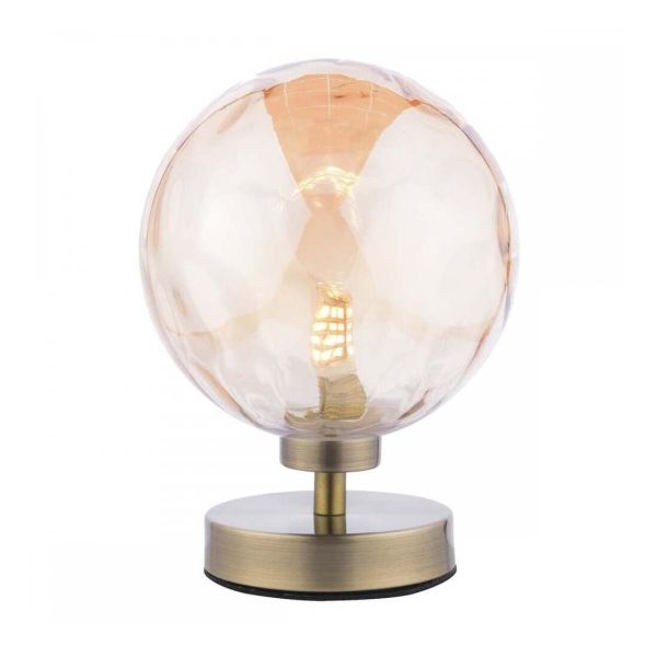 Настільна лампа Dar Lighting ESB4150-11 Esben Touch Table Lamp Polished Chrome With Amber Dimpled Glass