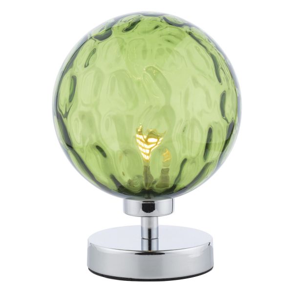 Настільна лампа Dar Lighting ESB4150-14 Esben Touch Table Lamp Polished Chrome With Green Dimpled Glass
