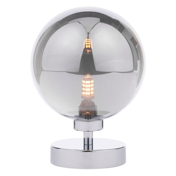 Настільна лампа Dar Lighting ESB4150-24 Esben Touch Table Lamp Polished Chrome With Smoked Glass