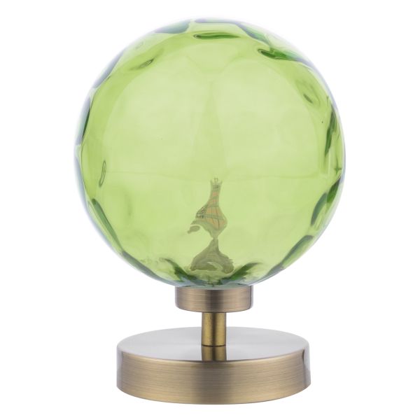 Lampa stołowa Dar Lighting ESB4175-14 Esben Touch Table Lamp Antique Brass With Green Dimpled Glass