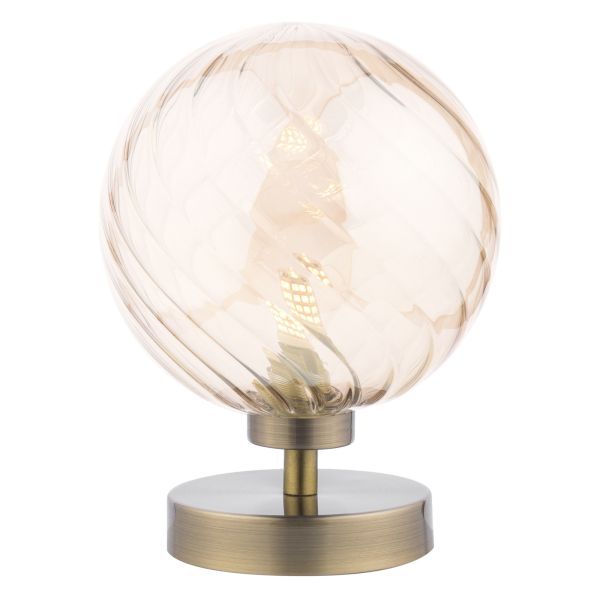 Настільна лампа Dar Lighting ESB4175-26 Esben Touch Table Lamp Antique Brass With Twisted Amber Glass