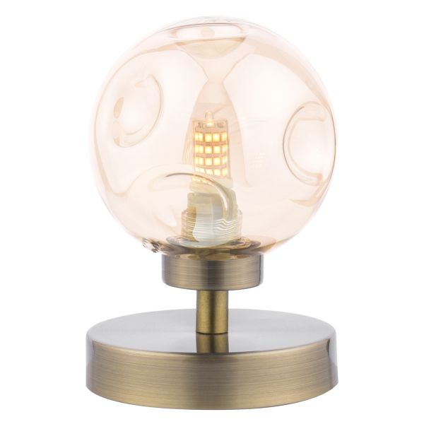 Настільна лампа Dar Lighting ESB4175-27 Esben Touch Table Lamp Antique Brass With Closed Organic Amber Glass