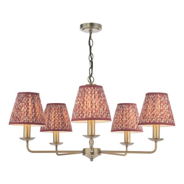 Люстра Dar Lighting FAV0563-EST2625 Favian 5 Light Pendant Matt Bronze With Shade