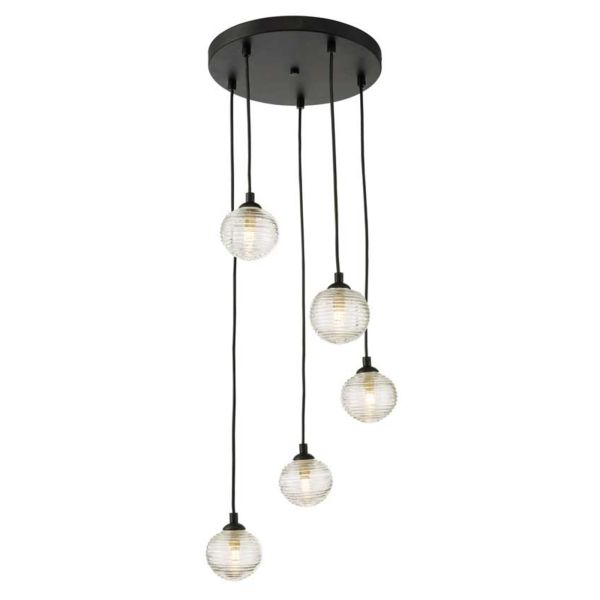 Підвісний світильник Dar Lighting FED0522-F + GL8 x 5 Federico 5 Light Cluster Pendant Matt Black