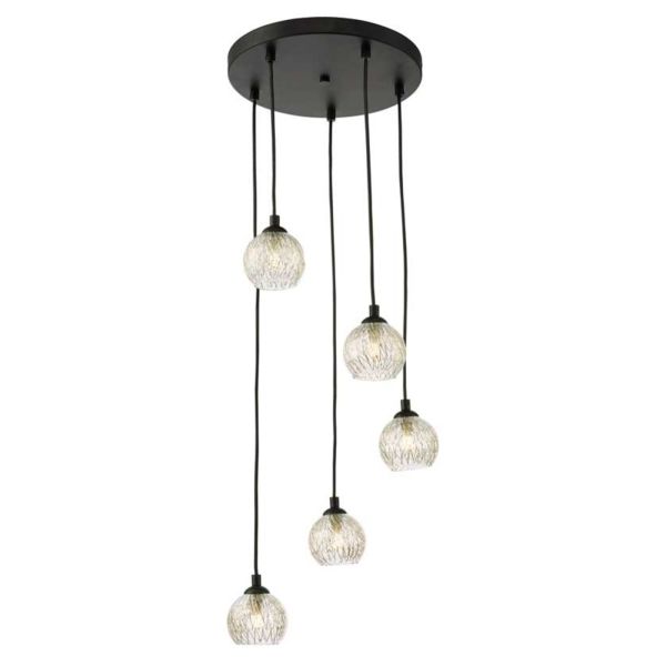 Підвісний світильник Dar Lighting FED0522-F + GL9 x 5 Federico 5 Light Cluster Pendant Matt Black