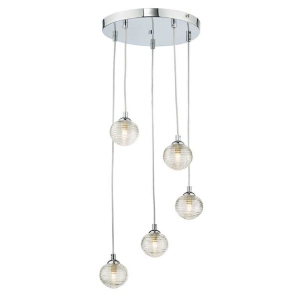 Lampa wisząca Dar Lighting FED0550-F + GL8 x 5 Federico 5 Light Cluster Pendant Polished Chrome