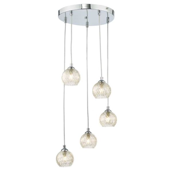 Підвісний світильник Dar Lighting FED0550-F + GL9 x 5 Federico 5 Light Cluster Pendant Polished Chrome