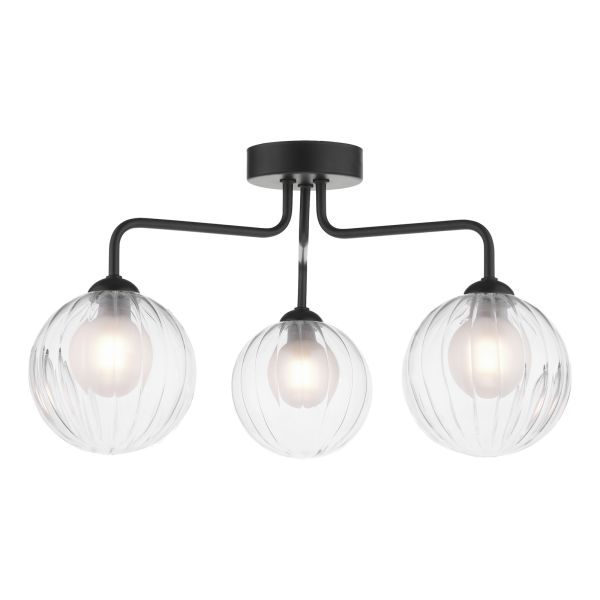 Люстра Dar Lighting FEY0322-20 Feya 3 Light Semi Flush Matt Black With Clear/Opal Glass