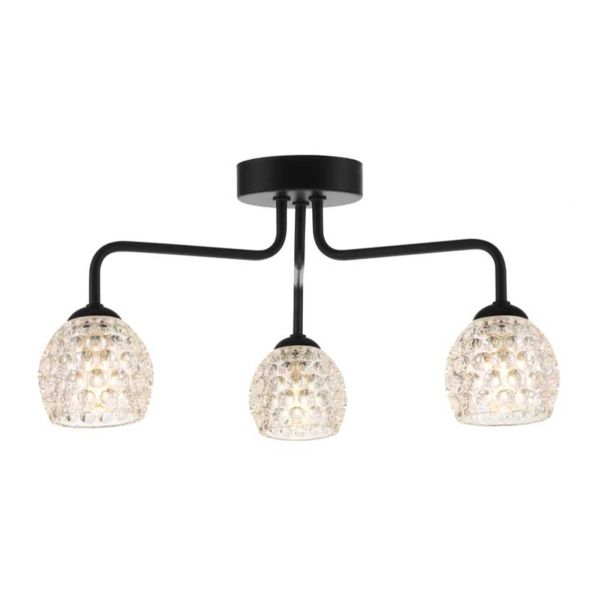 Люстра Dar Lighting FEY0322-F + GL6 x 3 Feya 3 Light Semi Flush Matt Black