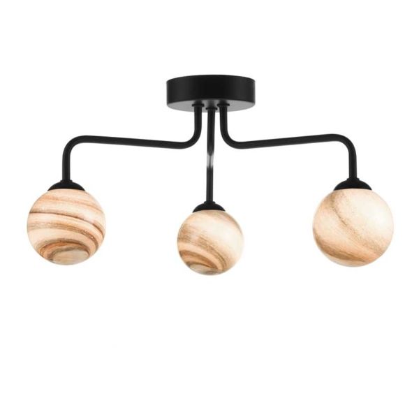 Żyrandol Dar Lighting FEY0322-F + GL7 x 3 Feya 3 Light Semi Flush Matt Black