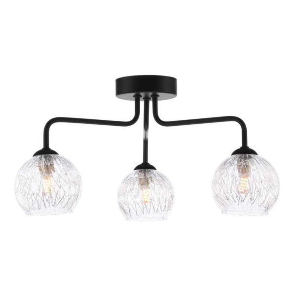 Люстра Dar Lighting FEY0322-F + GL9 x 3 Feya 3 Light Semi Flush Matt Black