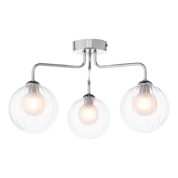 Люстра Dar Lighting FEY0350-20 Feya 3 Light Semi Flush Polished Chrome With Clear/Opal Glass