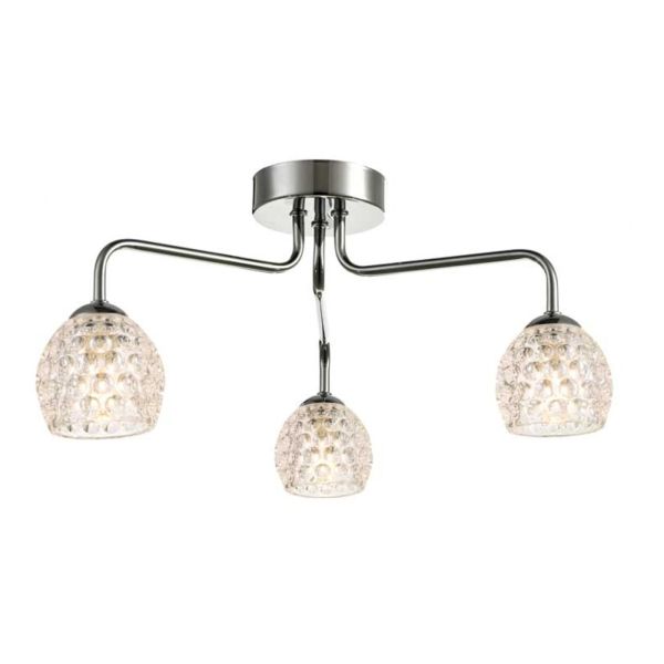 Żyrandol Dar Lighting FEY0350-F + GL6 x 3 Feya 3 Light Semi Flush Polished Chrome