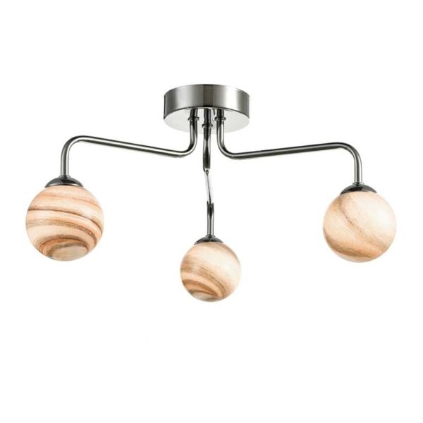 Люстра Dar Lighting FEY0350-F + GL7 x 3 Feya 3 Light Semi Flush Polished Chrome