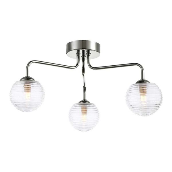 Żyrandol Dar Lighting FEY0350-F + GL8 x 3 Feya 3 Light Semi Flush Polished Chrome